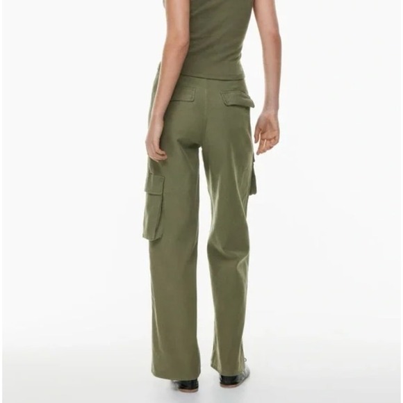 Aritzia Wilfred Free Olive Green Picture Cargo Pants Wide Leg Women's Size 2 EUC - Picture 3 of 12
